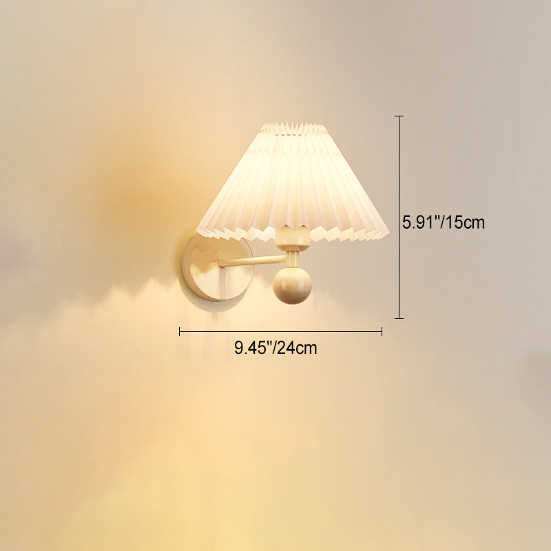 Drum Pleated Fabric Iron Wall Lamp