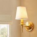 Brass Fabric Cylinder Living Wall Lamp
