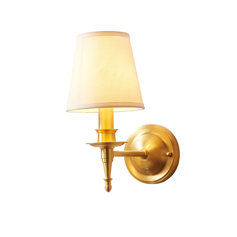 Brass Fabric Cylinder Living Wall Lamp