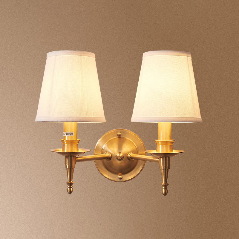 Brass Fabric Cylinder Living Wall Lamp