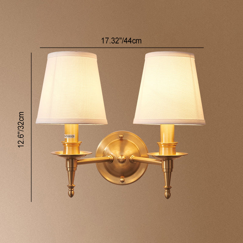 Brass Fabric Cylinder Living Wall Lamp