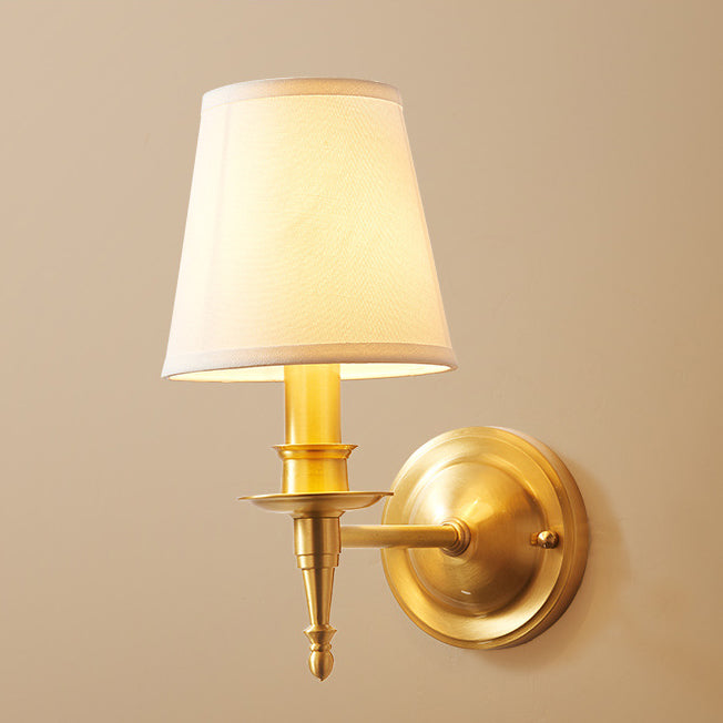 Brass Fabric Cylinder Living Wall Lamp
