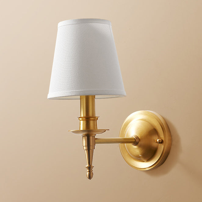 Brass Fabric Cylinder Living Wall Lamp