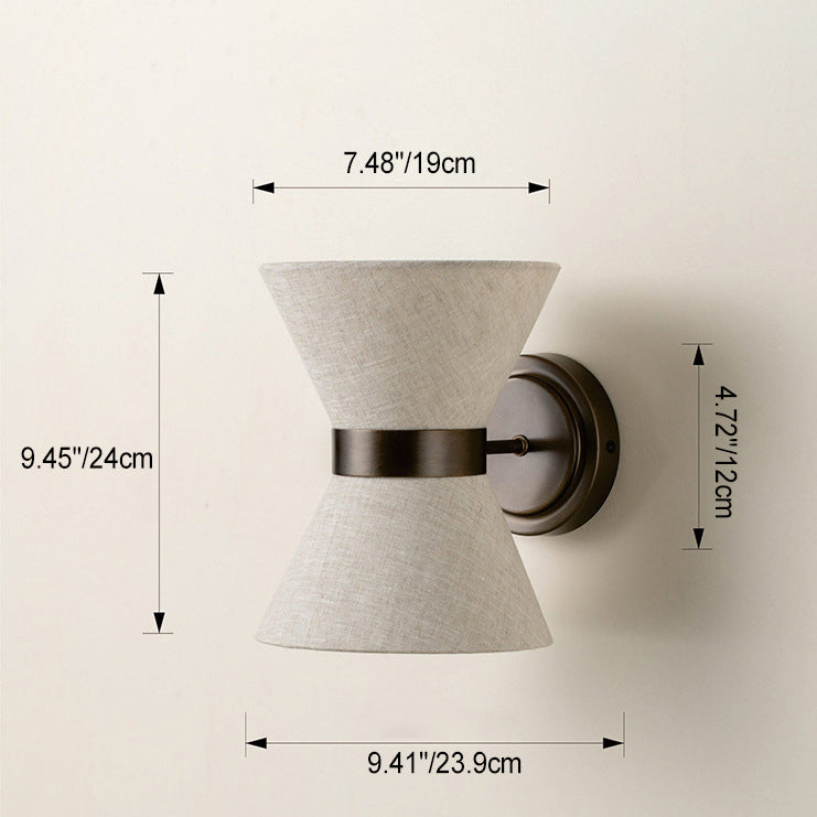 Hourglass Shape Fabric Iron 2-Light Wall Lamp