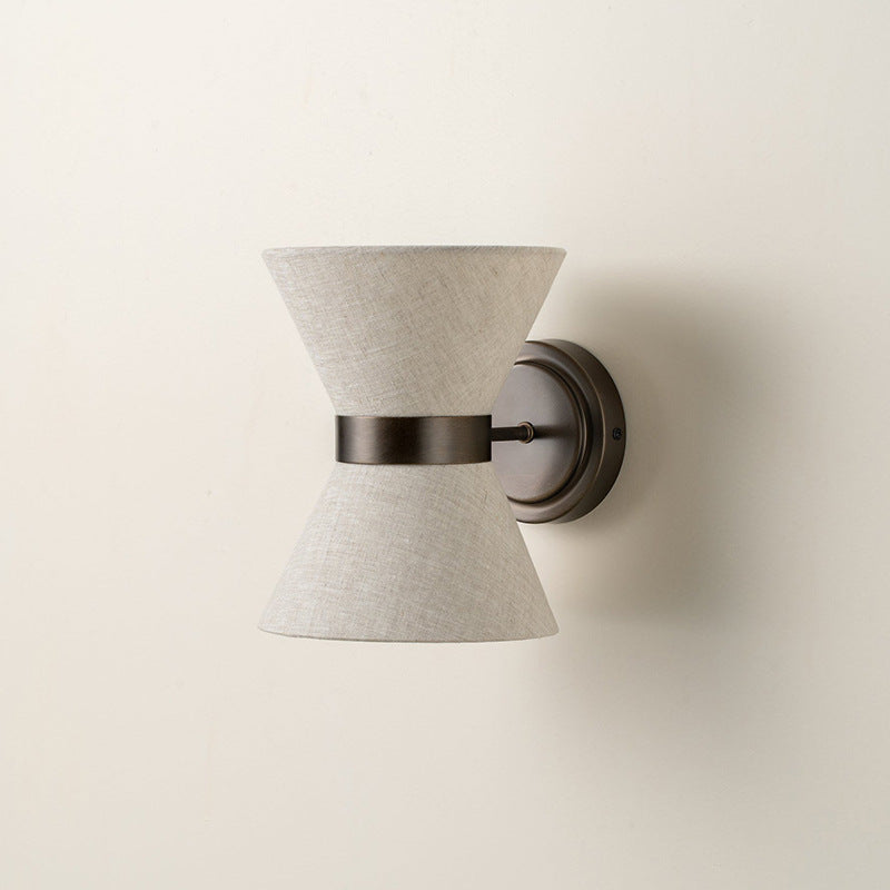 Hourglass Shape Fabric Iron 2-Light Wall Lamp
