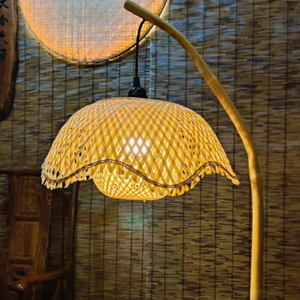 Lotus Shape Bamboo Bedroom Table Lamp