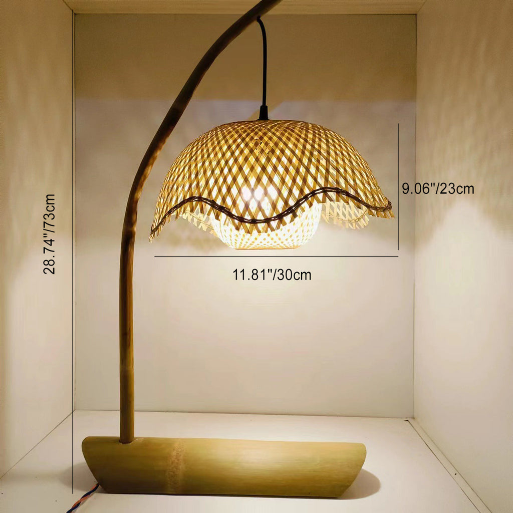 Lotus Shape Bamboo Bedroom Table Lamp