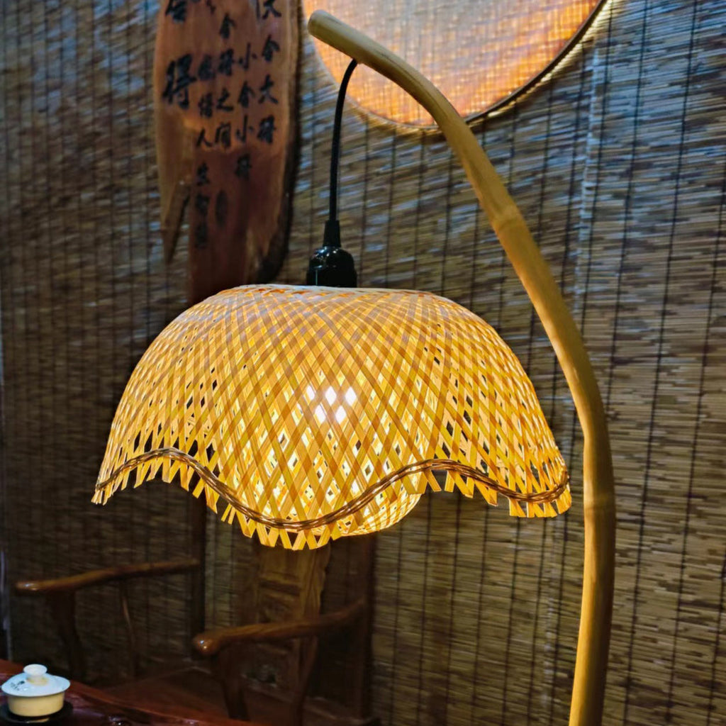 Lotus Shape Bamboo Bedroom Table Lamp