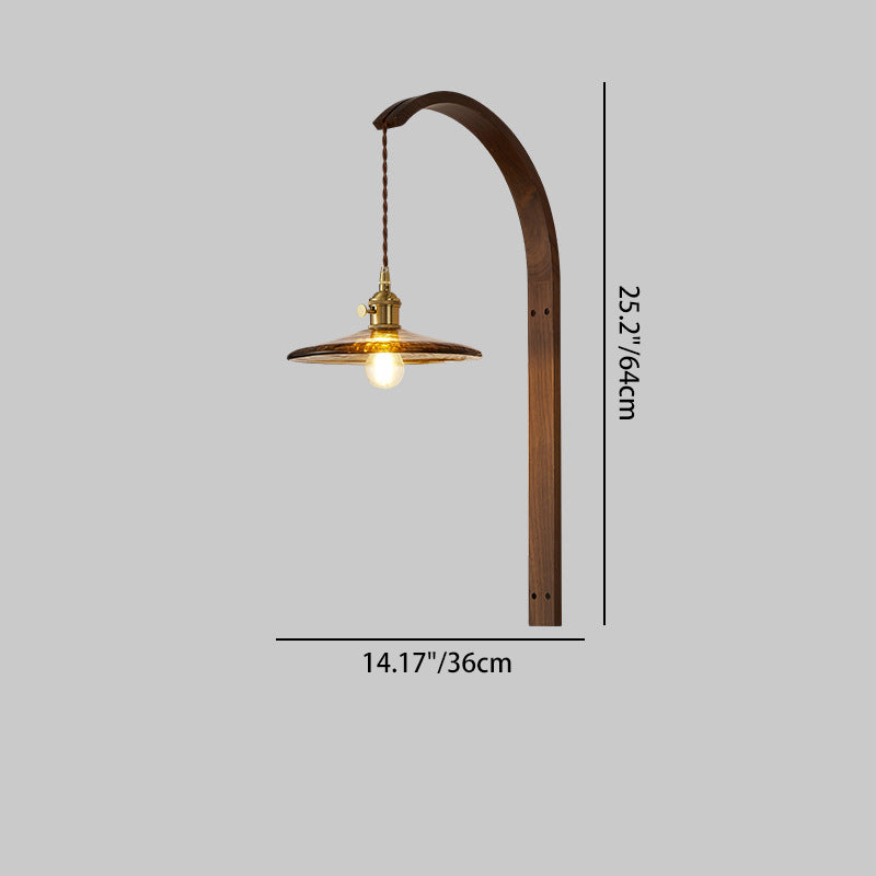 Walnut Wood Glass Ceramic Wall Lamp