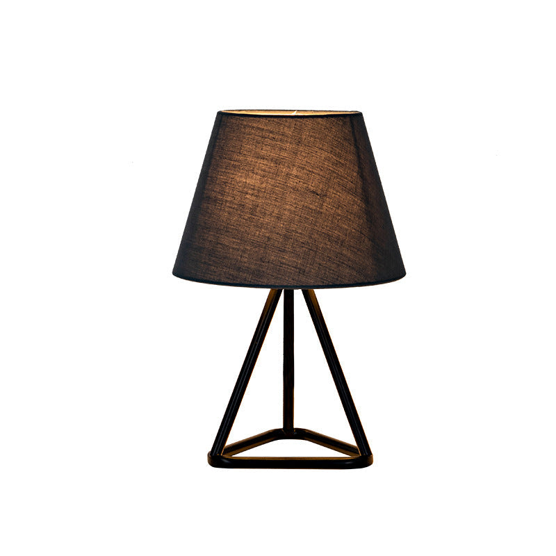 Round Trapezoidal Fabric Iron Table Lamp