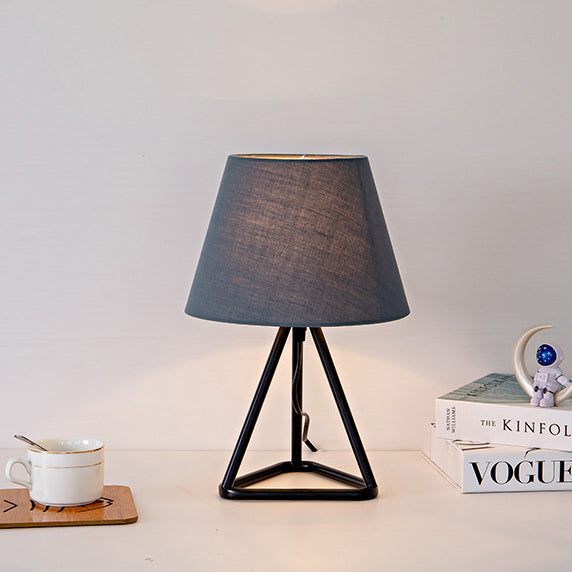 Round Trapezoidal Fabric Iron Table Lamp