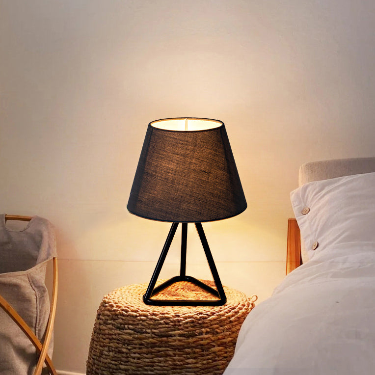Round Trapezoidal Fabric Iron Table Lamp