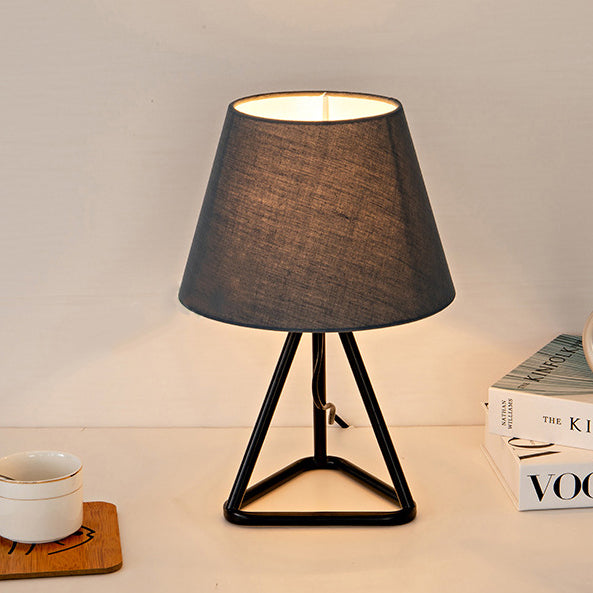 Round Trapezoidal Fabric Iron Table Lamp