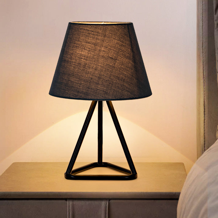 Round Trapezoidal Fabric Iron Table Lamp
