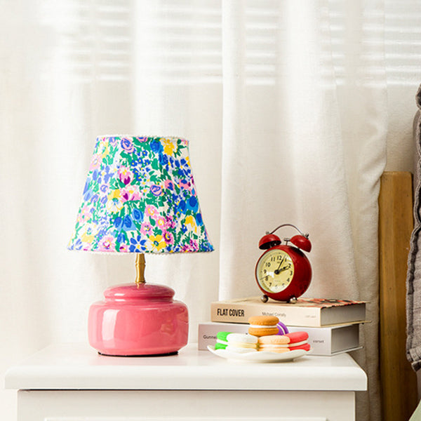 Ceramic Fabric Colorful Plaid Table Lamp