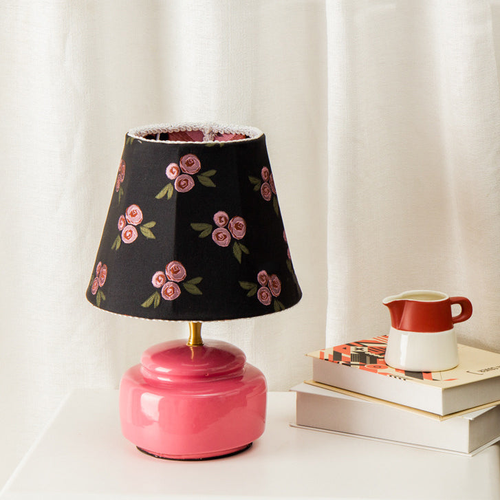 Ceramic Fabric Colorful Plaid Table Lamp