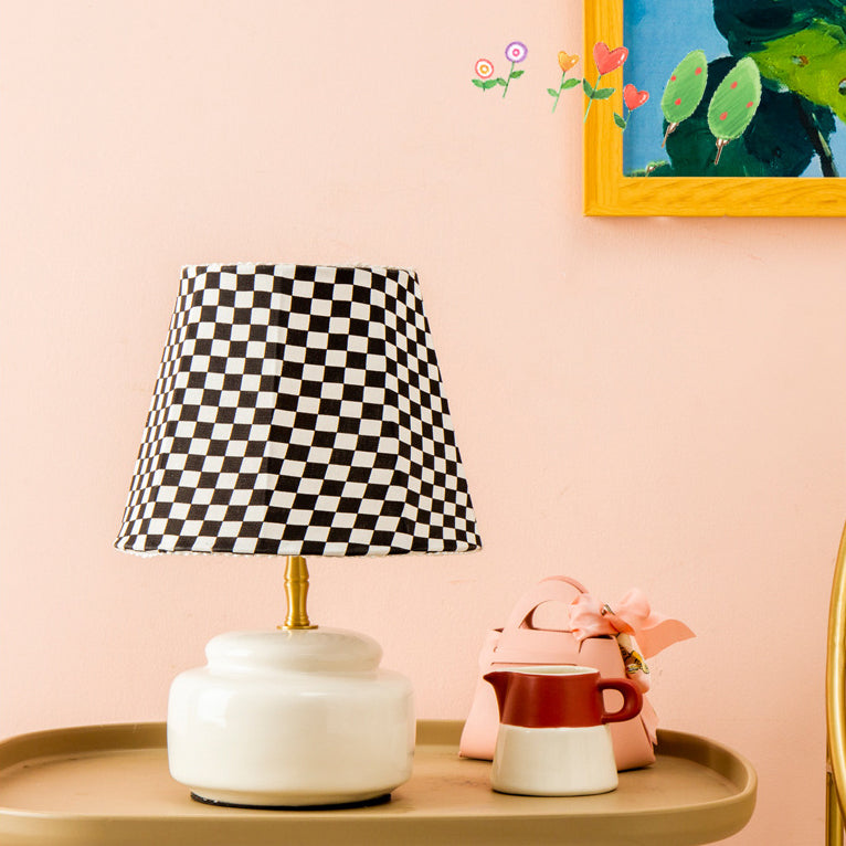 Ceramic Fabric Colorful Plaid Table Lamp