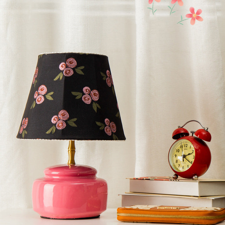 Ceramic Fabric Colorful Plaid Table Lamp