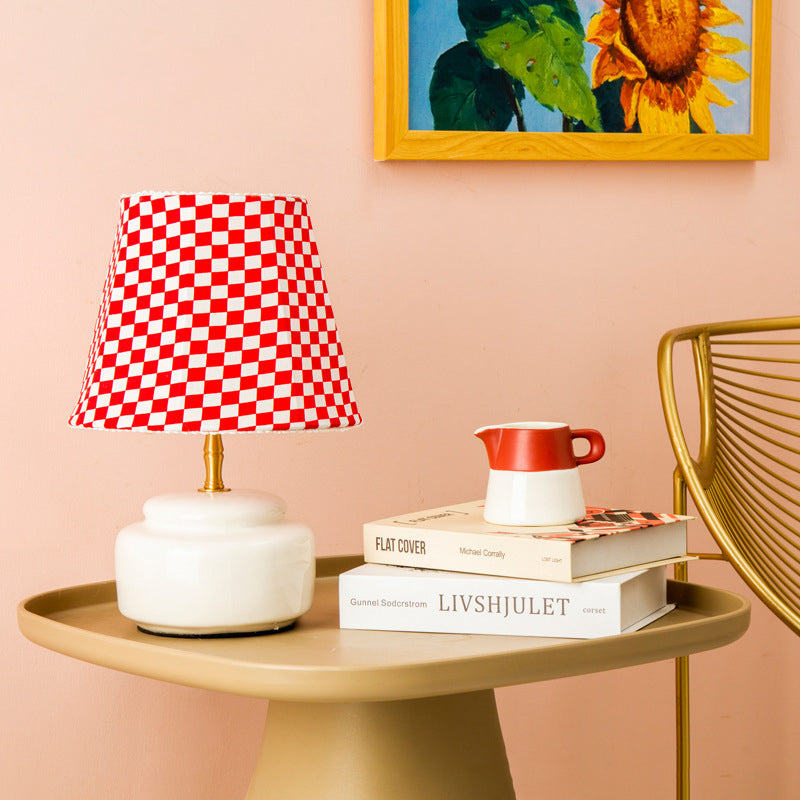 Ceramic Fabric Colorful Plaid Table Lamp
