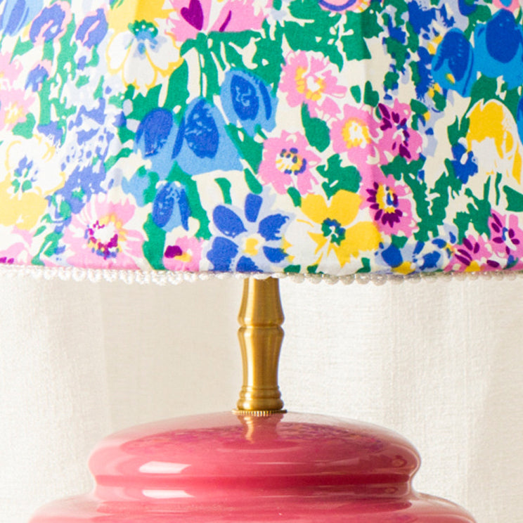 Ceramic Fabric Colorful Plaid Table Lamp