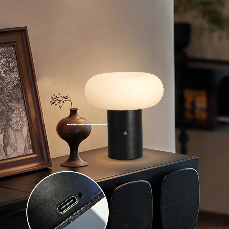 Rechargeable Cylinder Oval PE Table Lamp