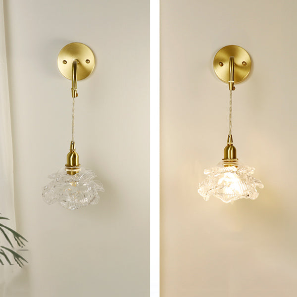 Rose Glass Brass Living Wall Lamp