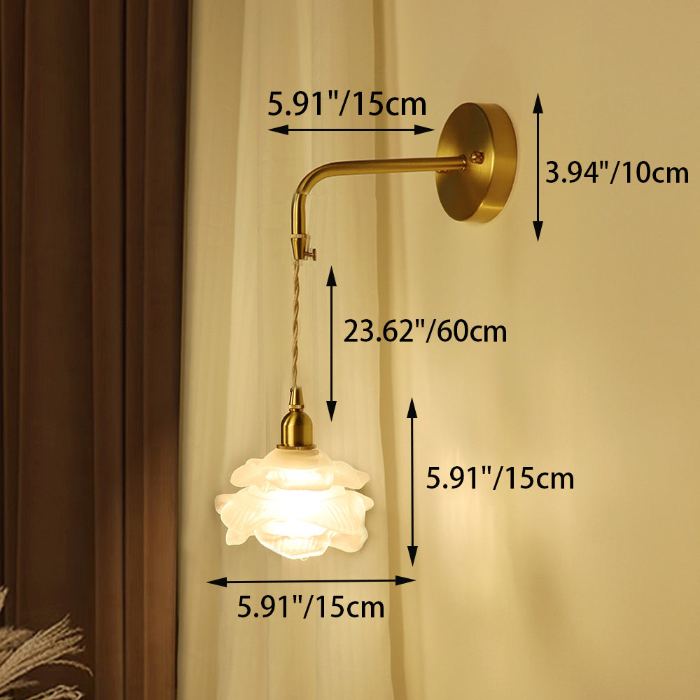 Rose Glass Brass Living Wall Lamp
