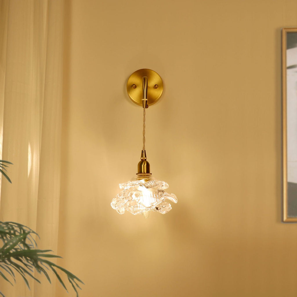 Rose Glass Brass Living Wall Lamp