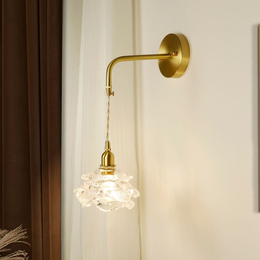 Rose Glass Brass Living Wall Lamp
