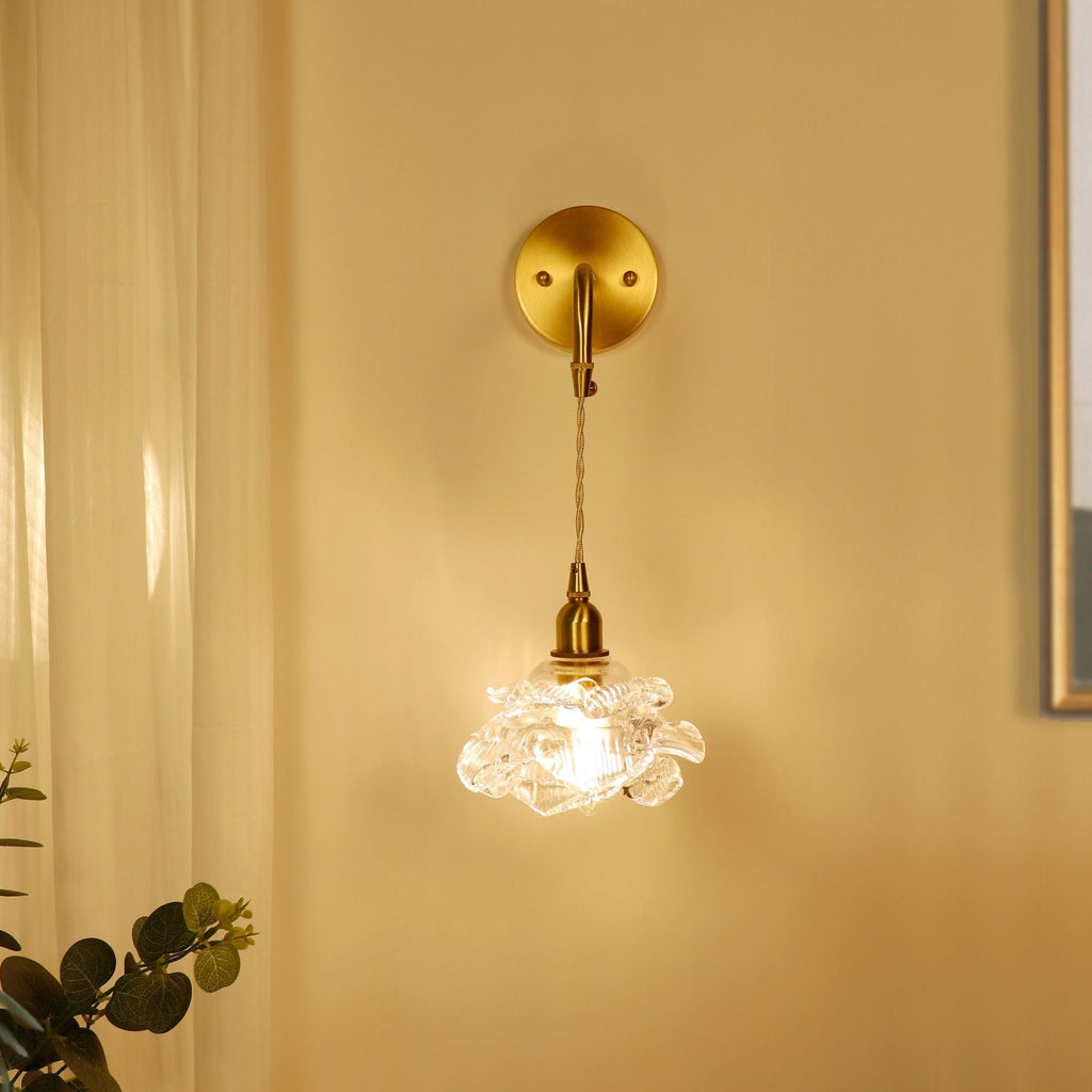 Rose Glass Brass Living Wall Lamp