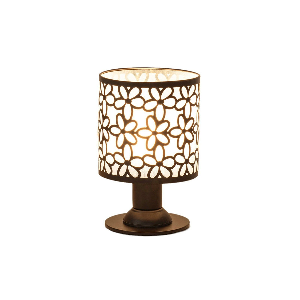 Iron Fabric Cylinder Flower Table Lamp
