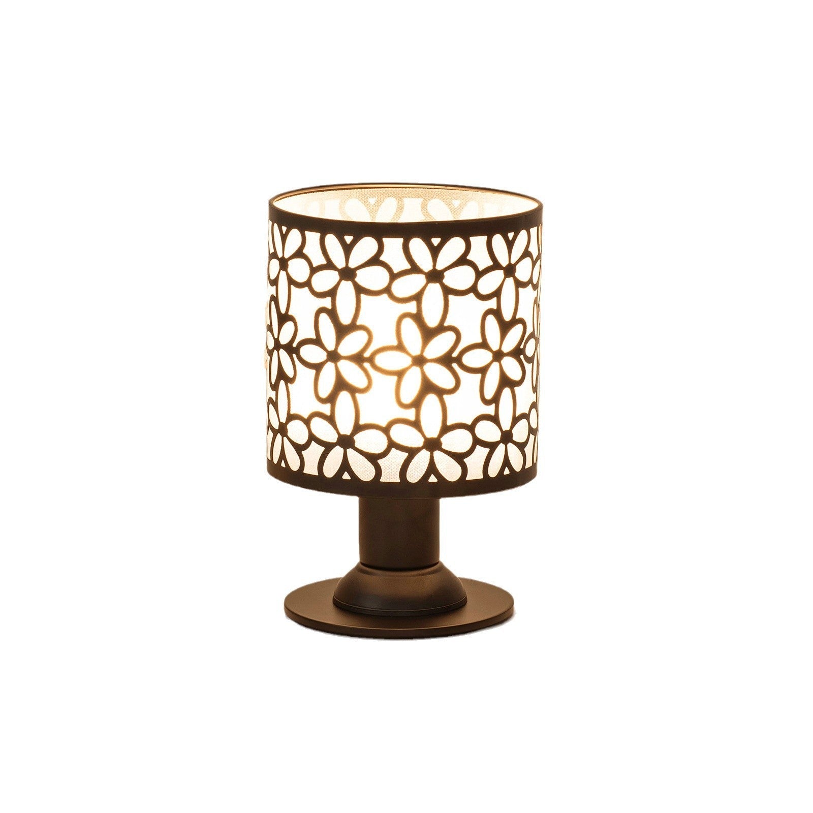 Iron Fabric Cylinder Flower Table Lamp