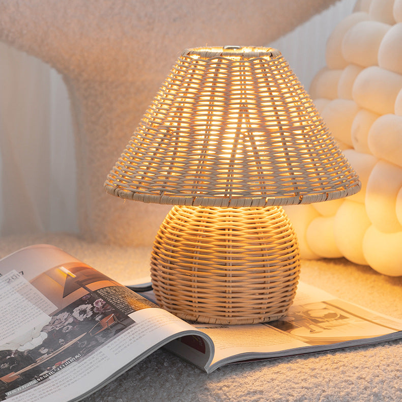 Ball Cone Shape Bamboo Table Lamp