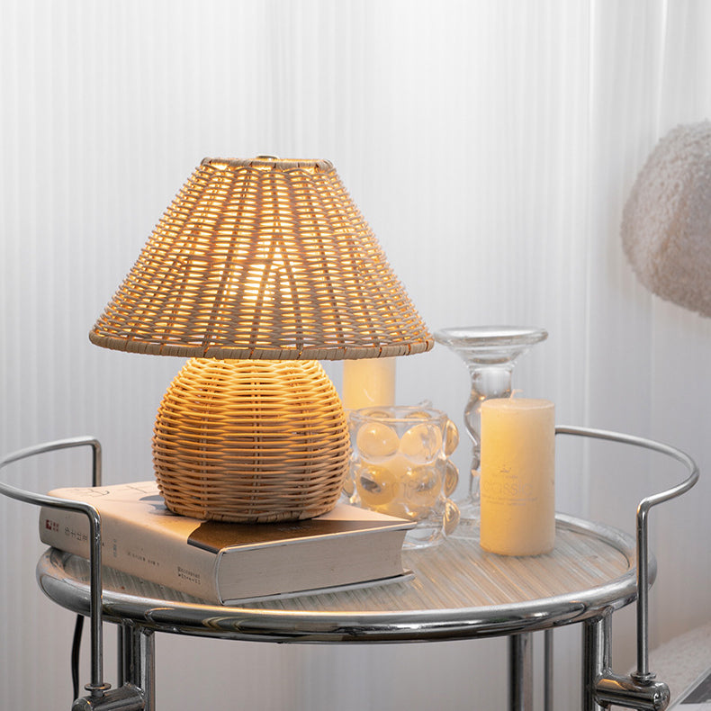 Ball Cone Shape Bamboo Table Lamp