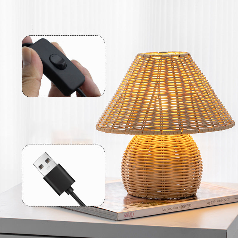 Ball Cone Shape Bamboo Table Lamp
