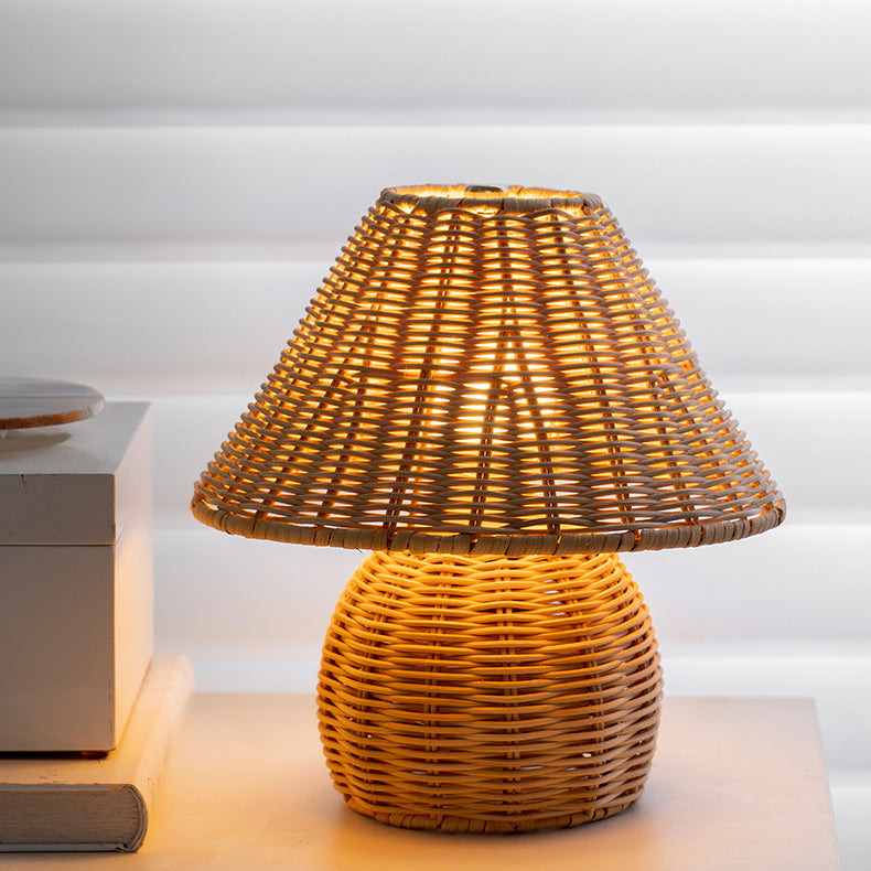 Ball Cone Shape Bamboo Table Lamp