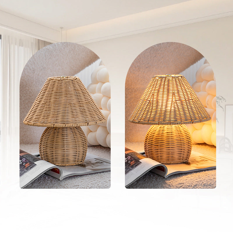 Ball Cone Shape Bamboo Table Lamp