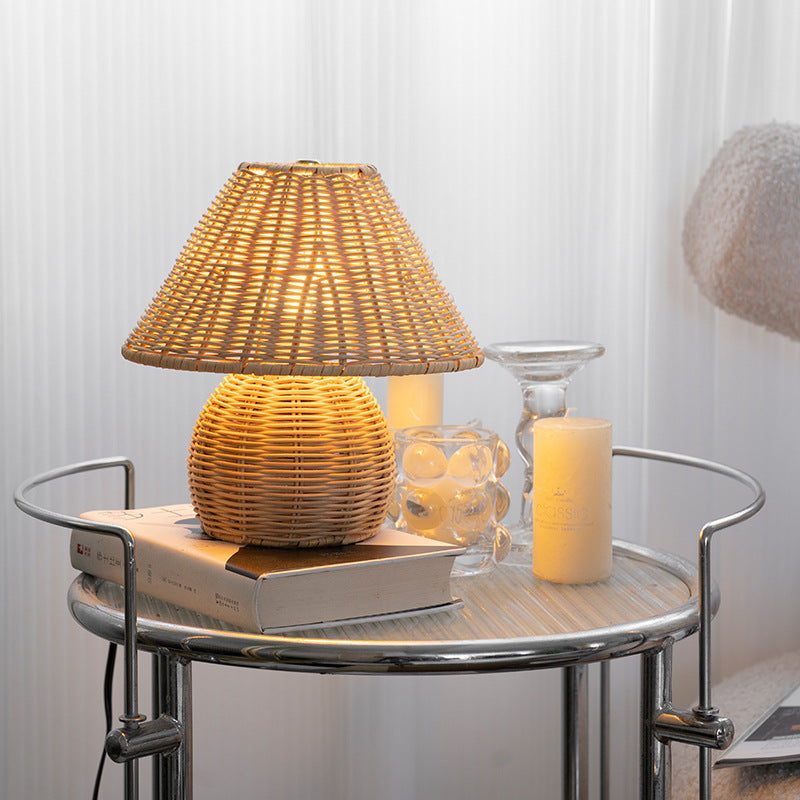 Ball Cone Shape Bamboo Table Lamp