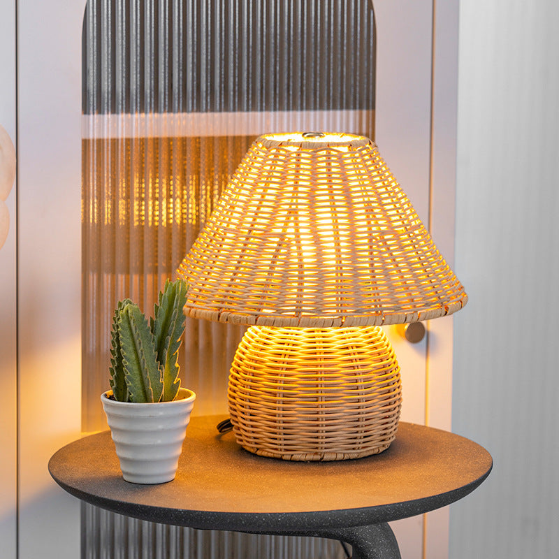 Ball Cone Shape Bamboo Table Lamp