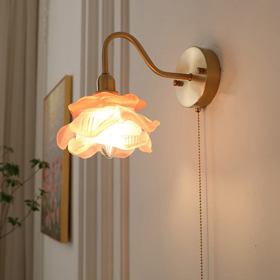 Pull Wire Rose Bell Wall Lamp