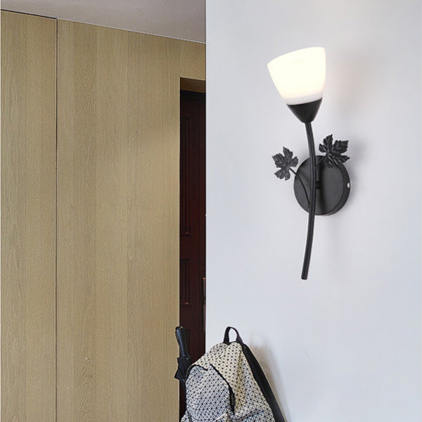 Rose Flower Glass Iron Wall Lamp