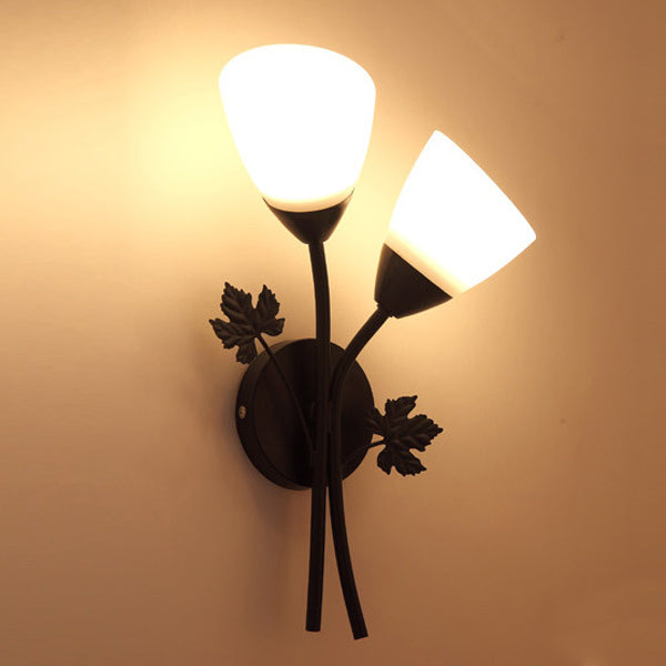 Rose Flower Glass Iron Wall Lamp