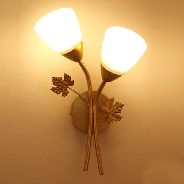 Rose Flower Glass Iron Wall Lamp