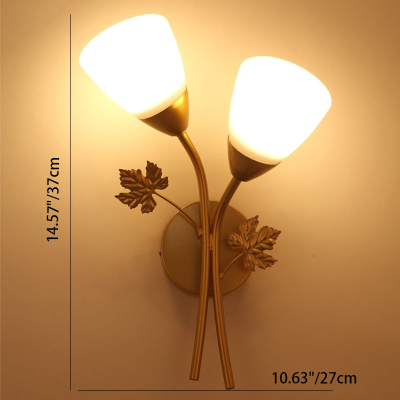 Rose Flower Glass Iron Wall Lamp