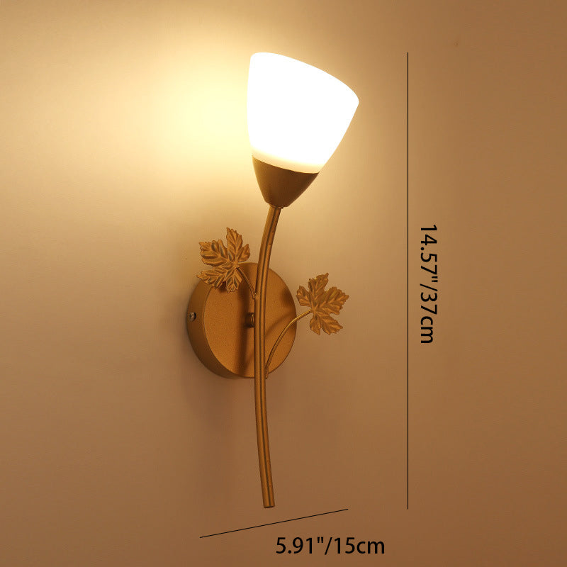 Rose Flower Glass Iron Wall Lamp