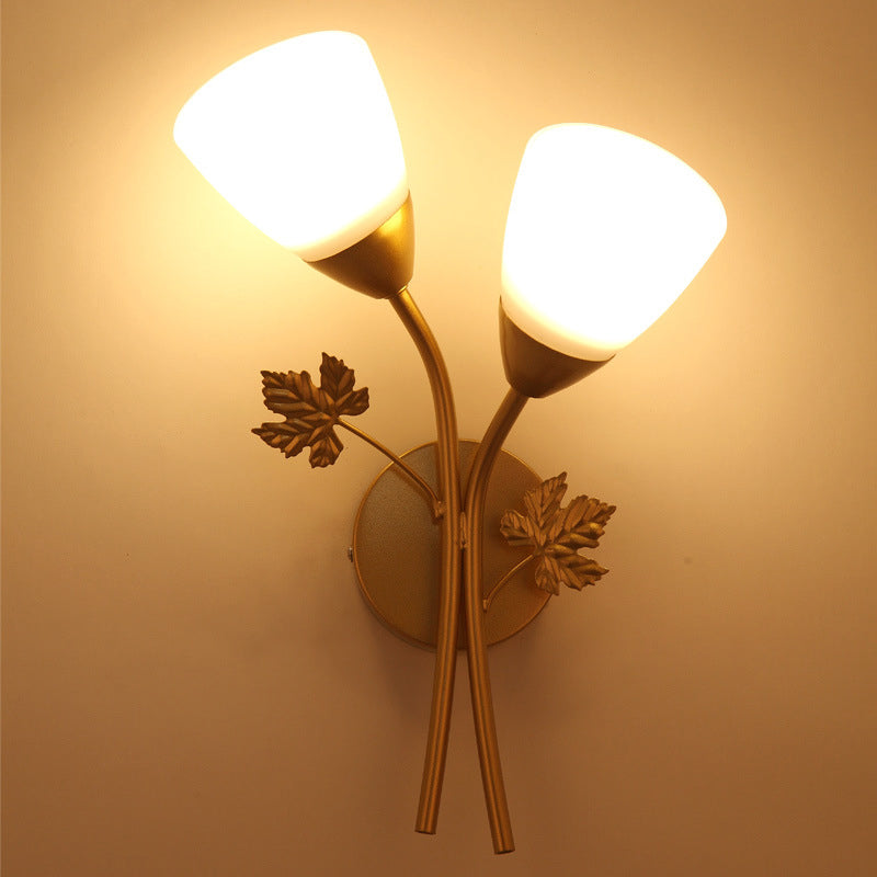 Rose Flower Glass Iron Wall Lamp