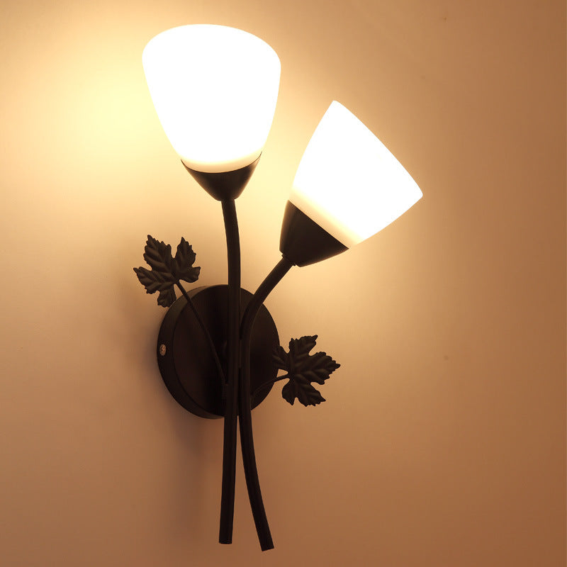 Rose Flower Glass Iron Wall Lamp