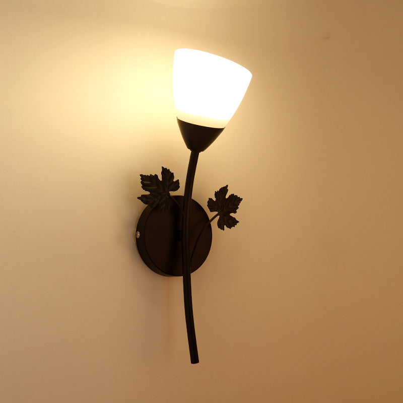 Rose Flower Glass Iron Wall Lamp