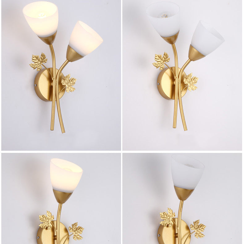 Rose Flower Glass Iron Wall Lamp