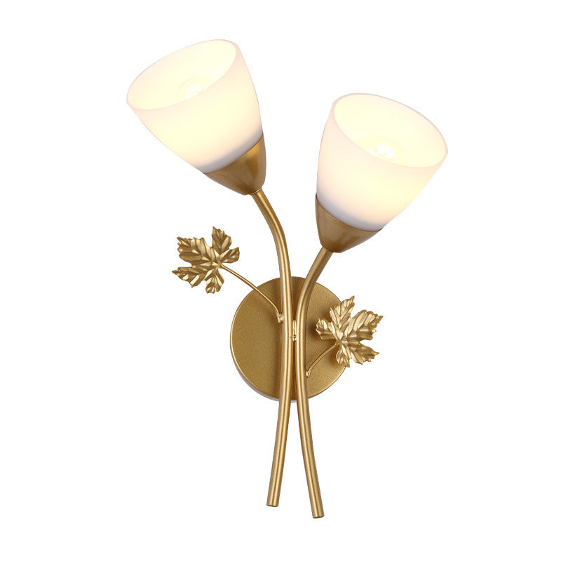 Rose Flower Glass Iron Wall Lamp
